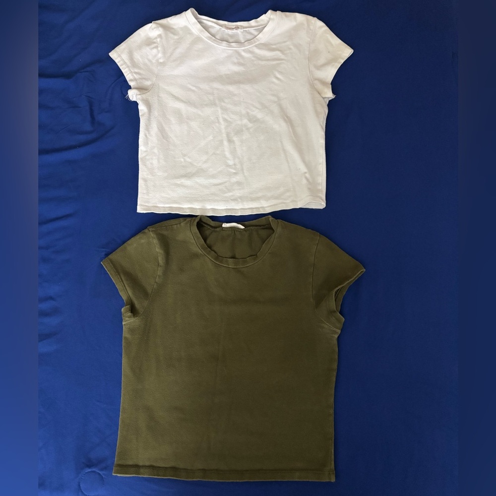 Women White and Green T-Shirts